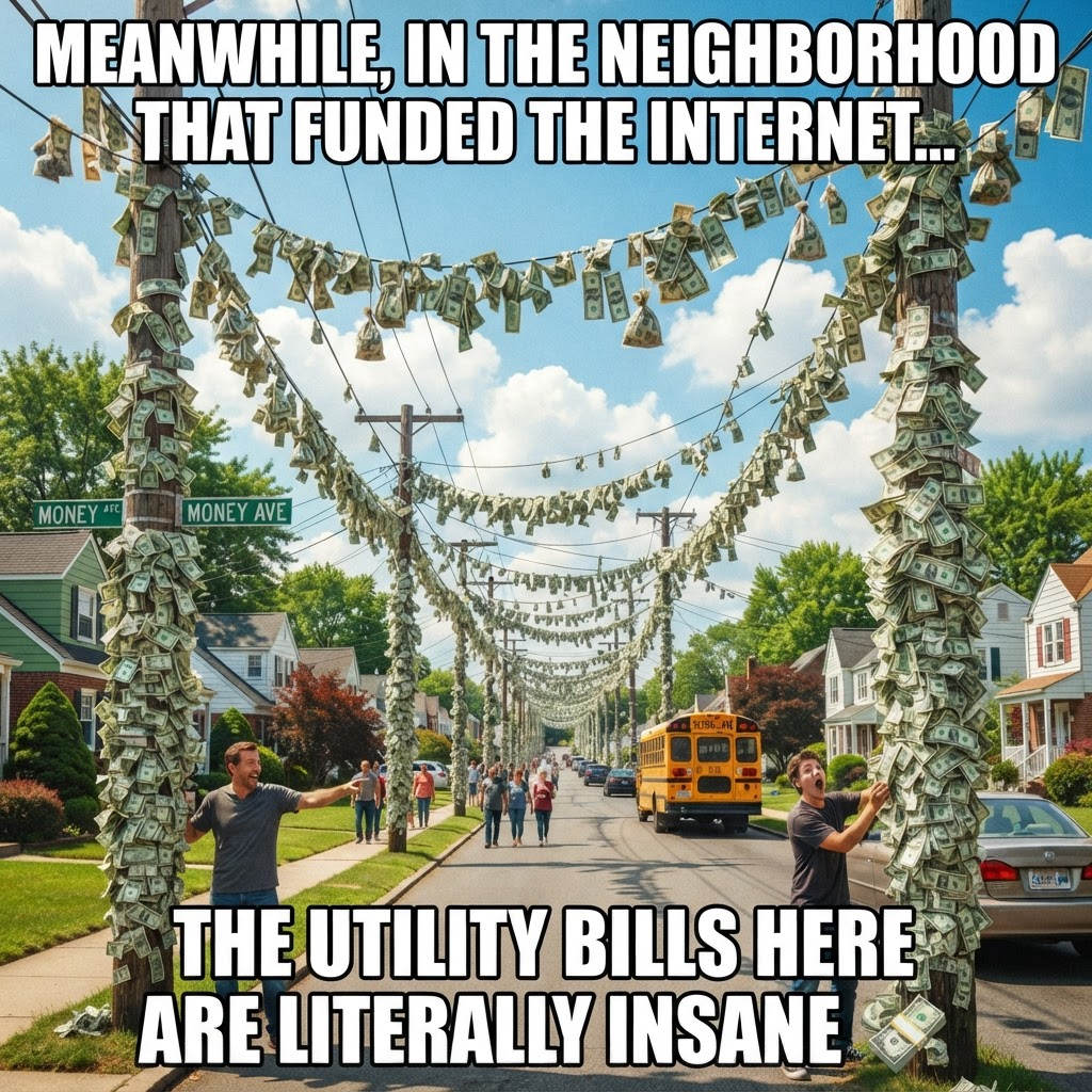 A whole street of poles wrapped in dollar bills